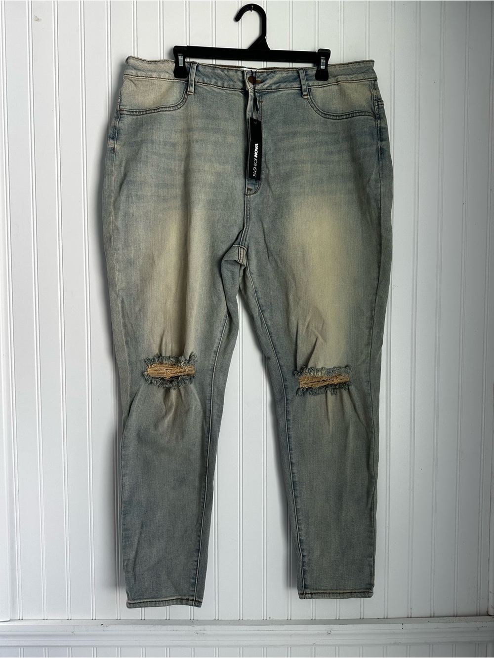 Woman’s Plus Size 20- Distressed Light Wash Jeans - Light Blue